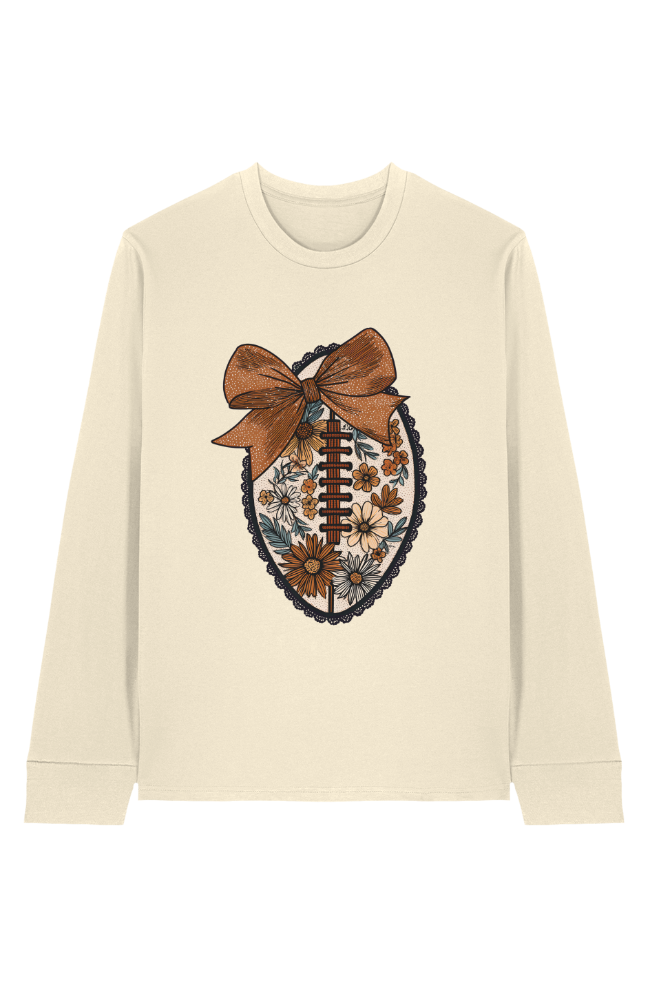 Bow Football 100 Organic Cotton Long Sleeve Tee