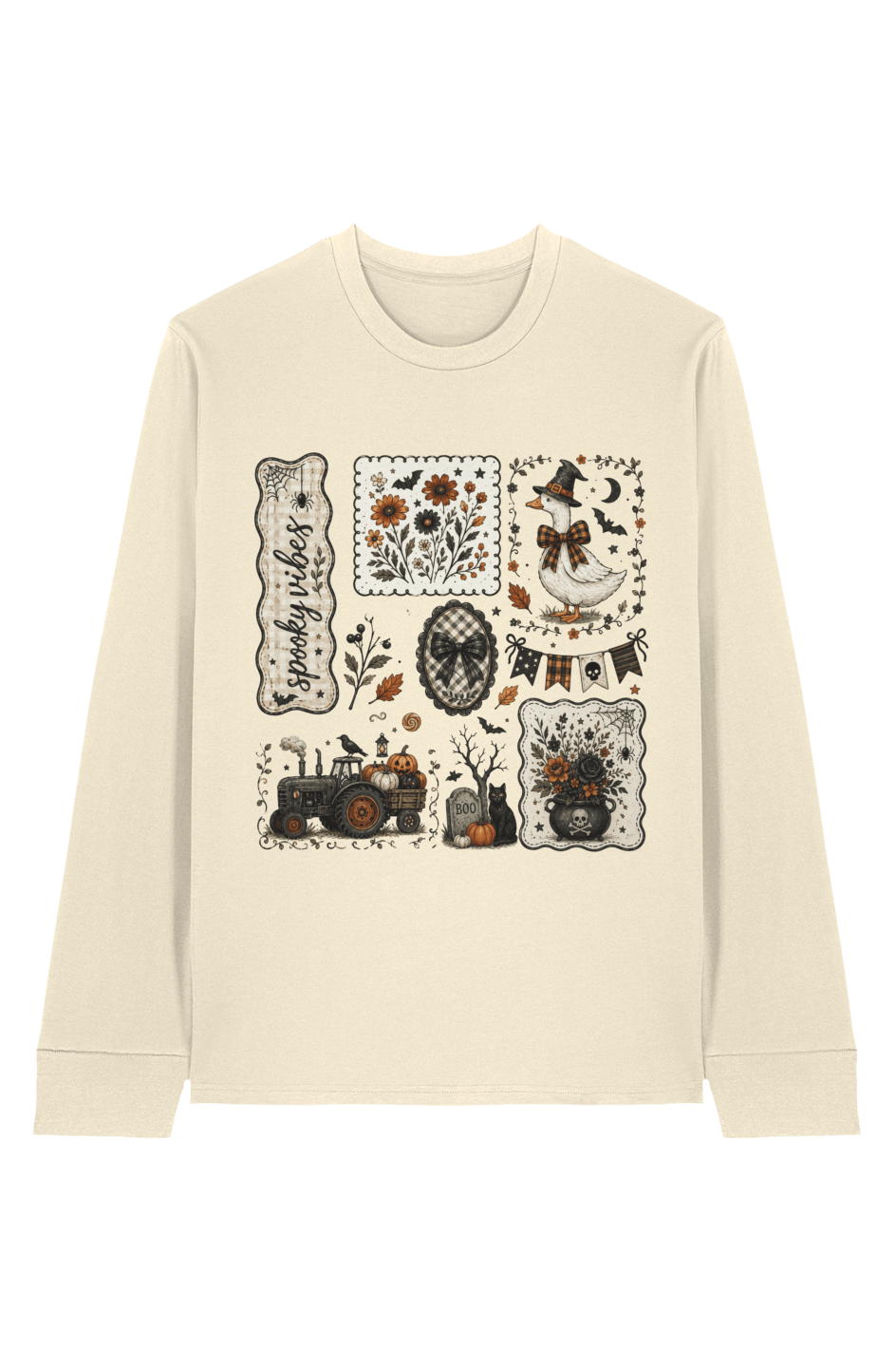 Spooky Cottagecore 100 Organic Cotton Long Sleeve Tee
