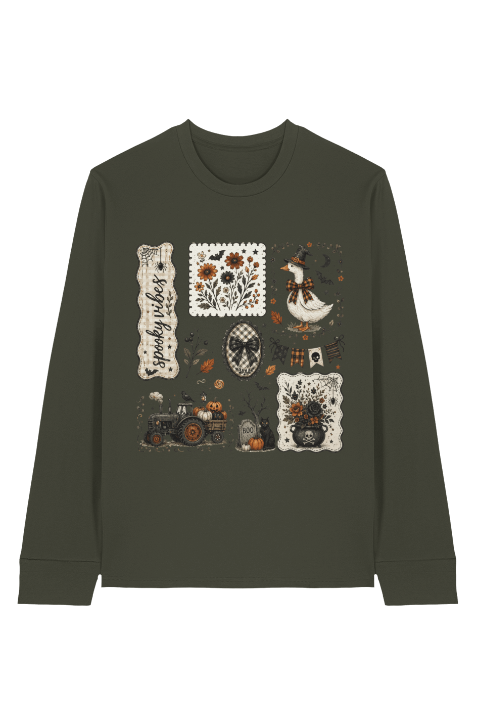 Spooky Cottagecore 100 Organic Cotton Long Sleeve Tee