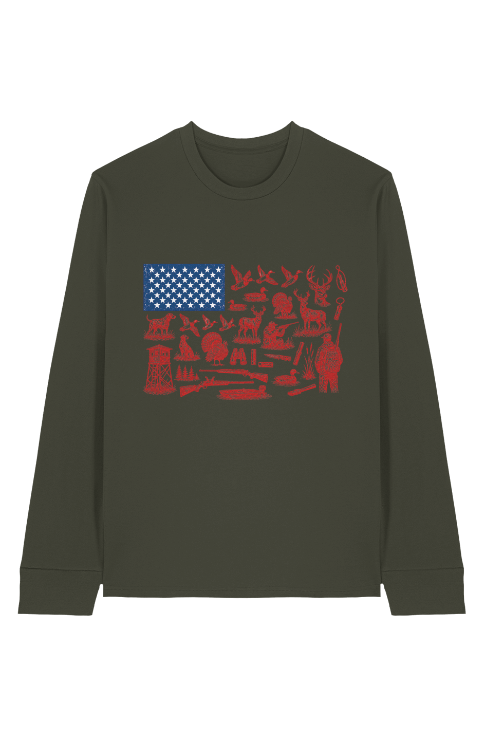 Outdoor USA Flag 100 Organic Cotton Long Sleeve Tee