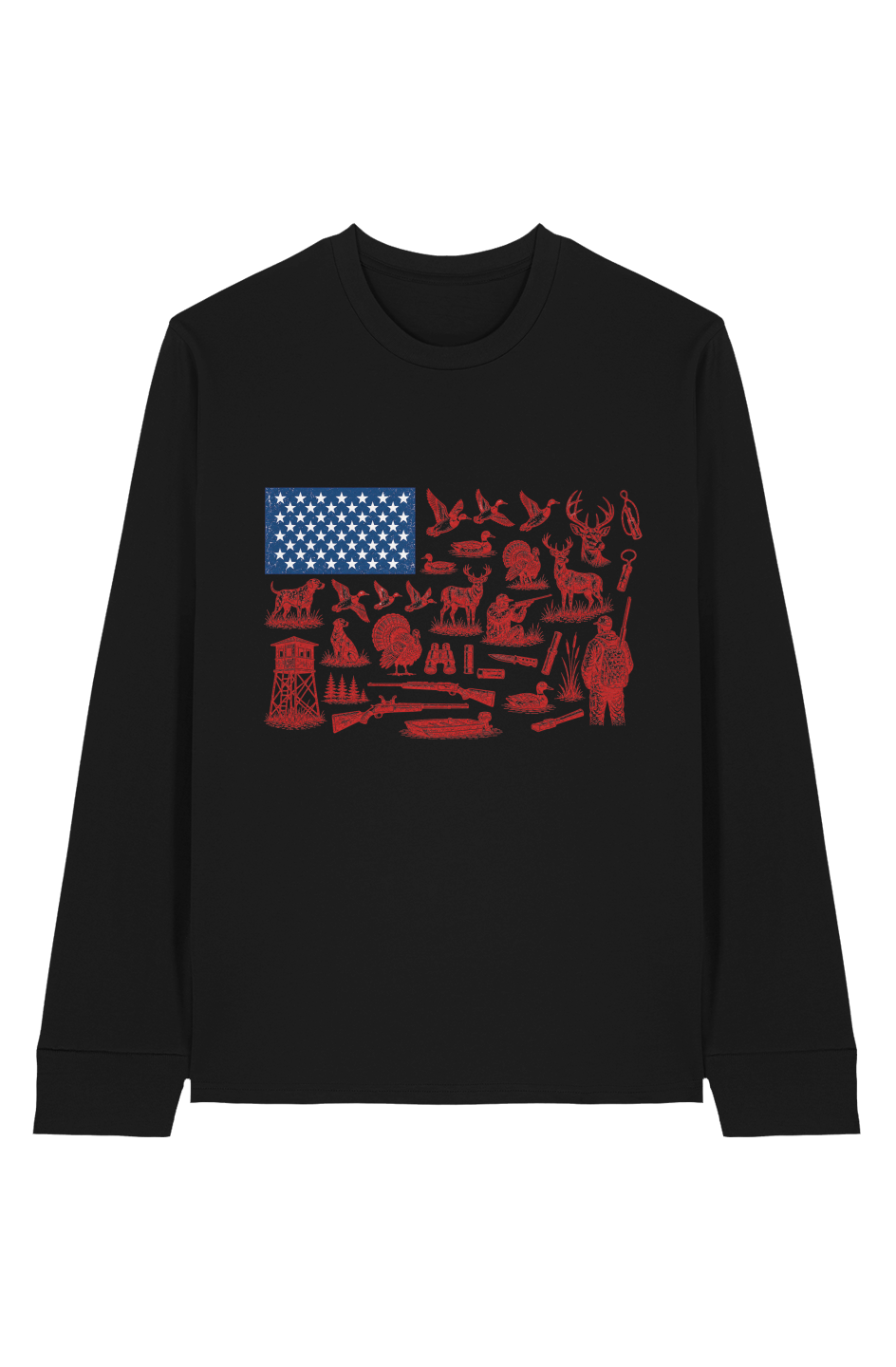 Outdoor USA Flag 100 Organic Cotton Long Sleeve Tee