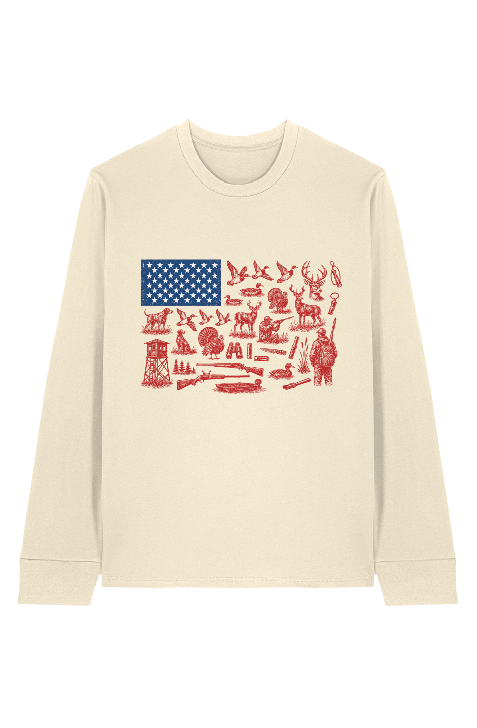 Outdoor USA Flag 100 Organic Cotton Long Sleeve Tee