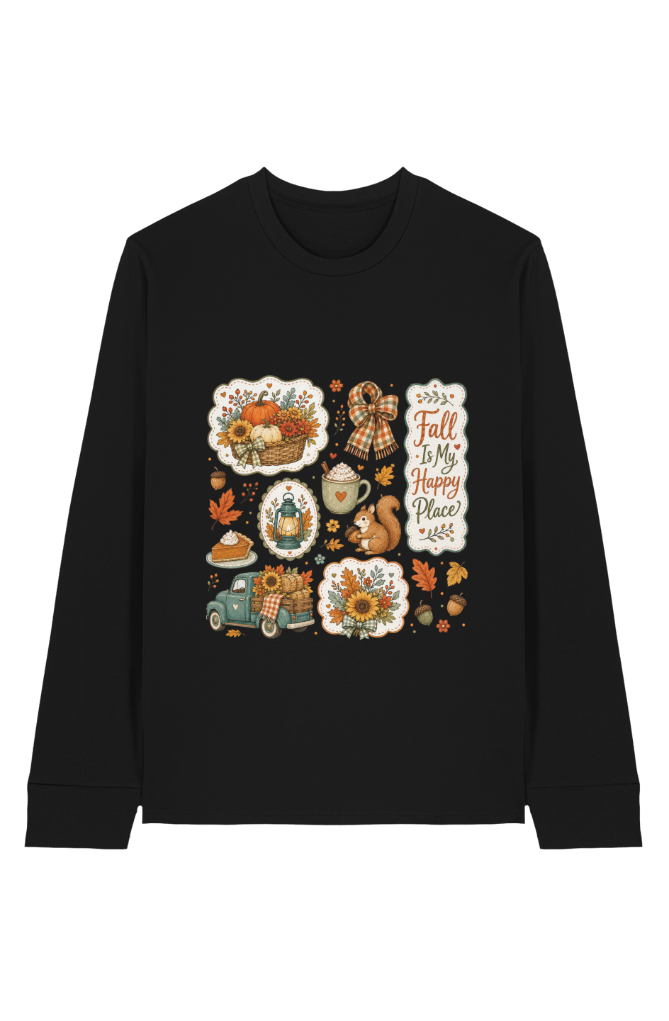 Fall Happy Place 100 Organic Cotton Long Sleeve Tee