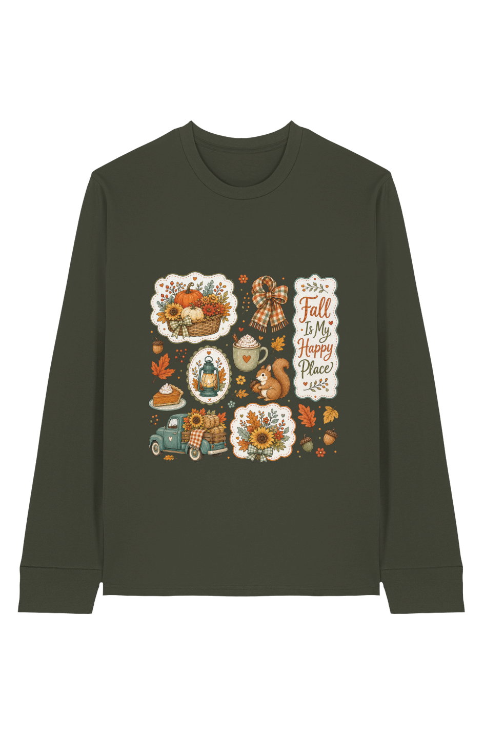 Fall Happy Place 100 Organic Cotton Long Sleeve Tee