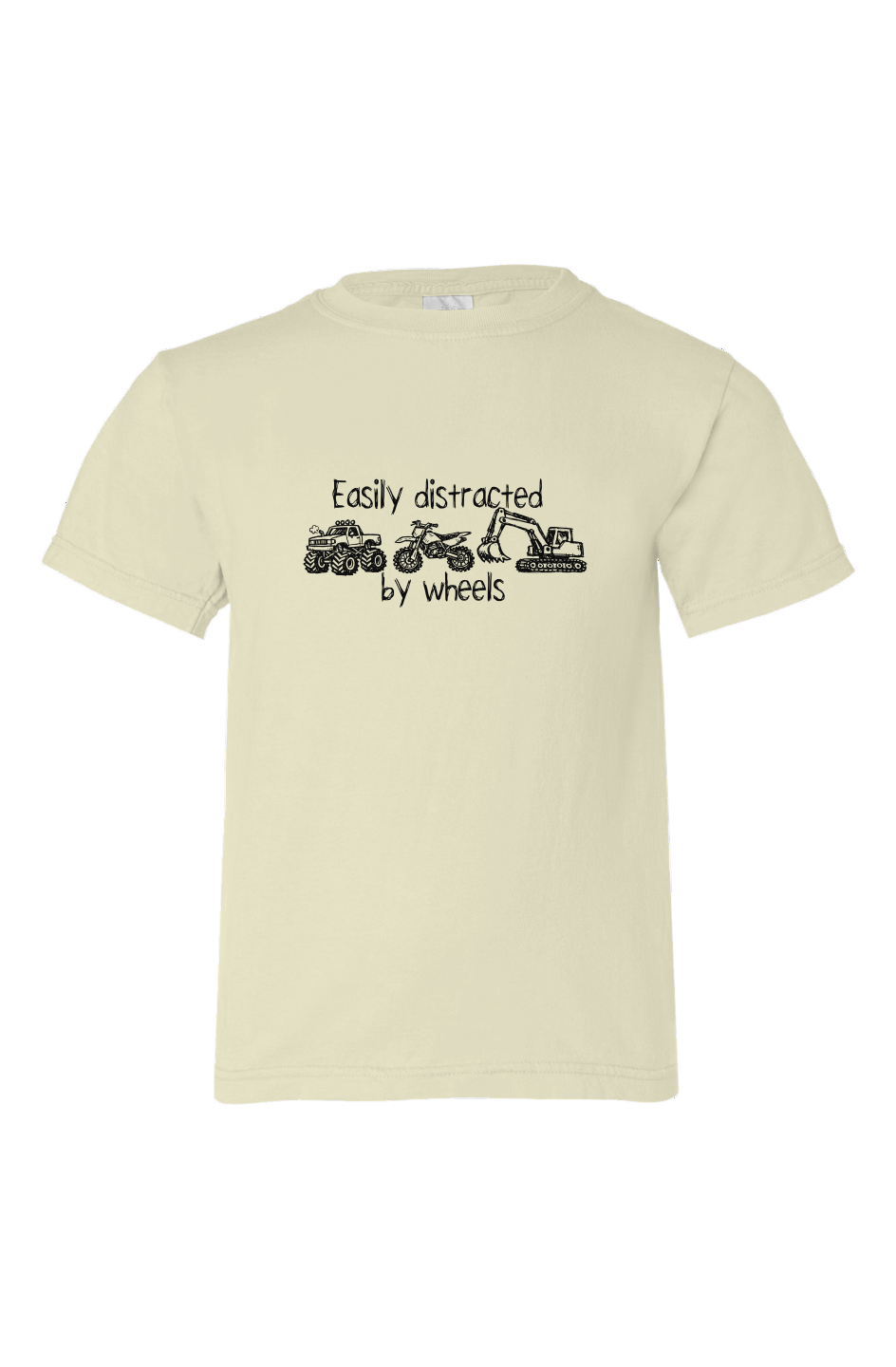 Distracted by Wheels 100 Organic Cotton Kids Tee
