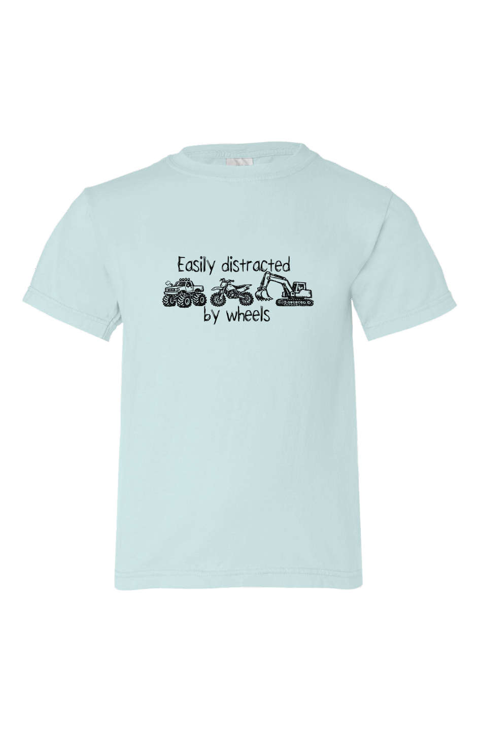Distracted by Wheels 100 Organic Cotton Kids Tee