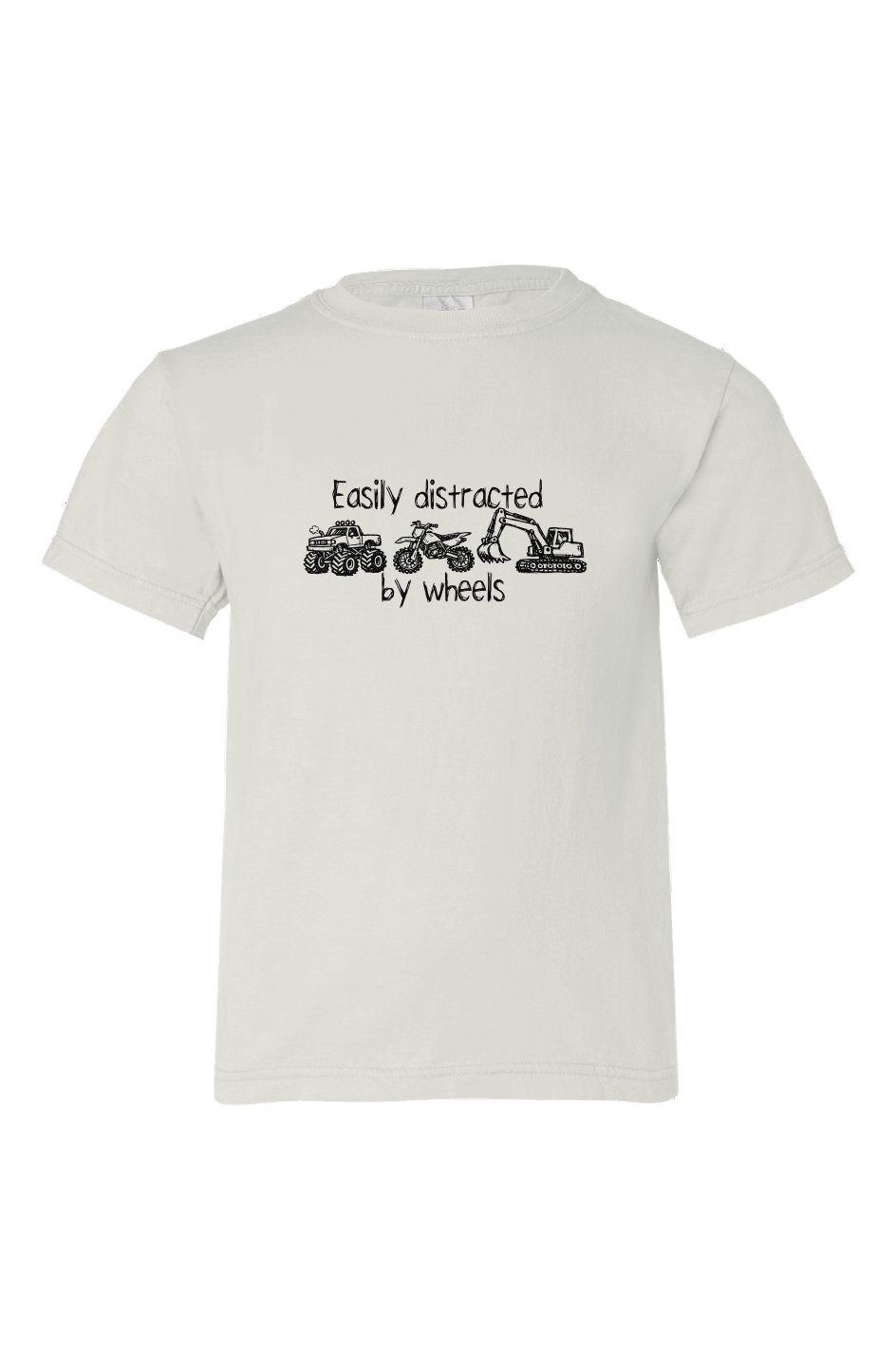 Distracted by Wheels 100 Organic Cotton Kids Tee