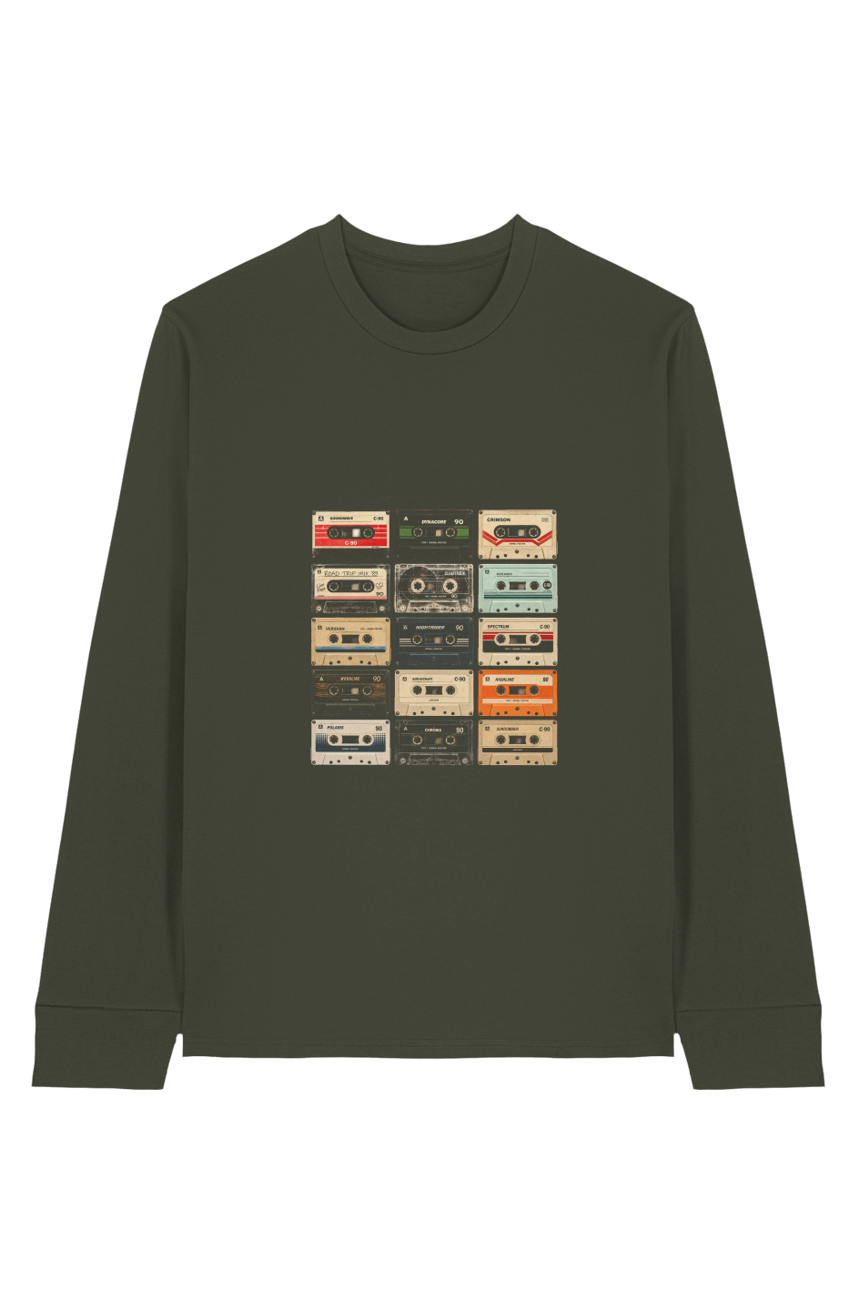 Retro Cassette 100 Organic Cotton Long Sleeve Tee