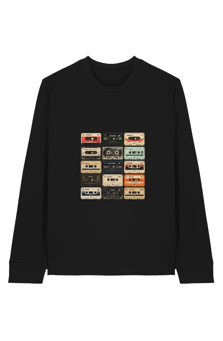 Retro Cassette 100 Organic Cotton Long Sleeve Tee